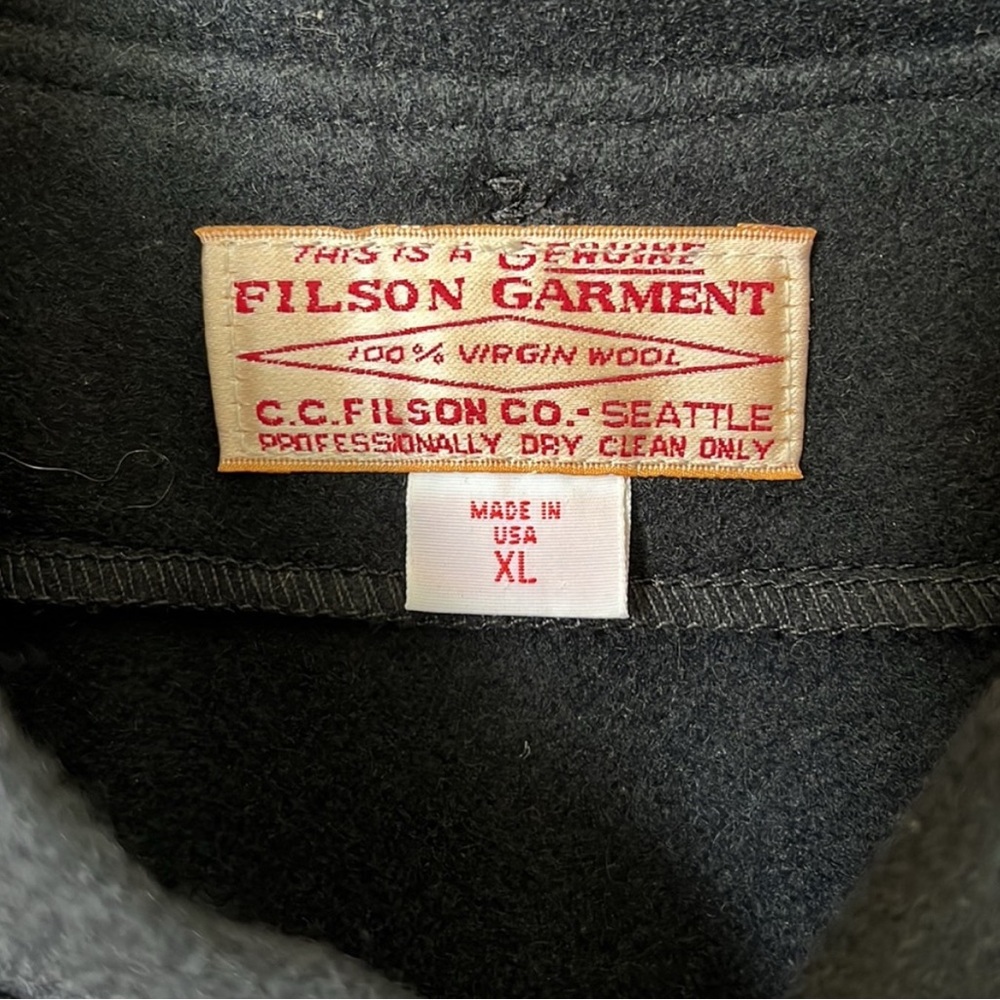 Filson garment vintage virgin wool blue/black zip jacket/jacket liner RN 39126